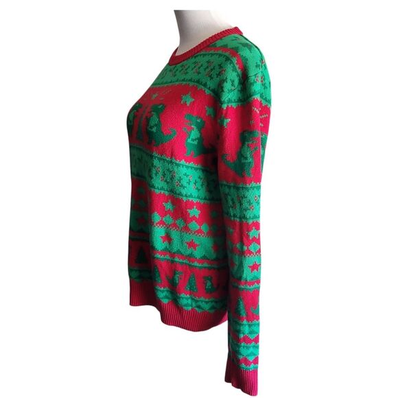 Alex Stevens Dinosaur Fair Isle Holiday Ugly Christmas Sweater Unisex Small - Picture 2 of 9